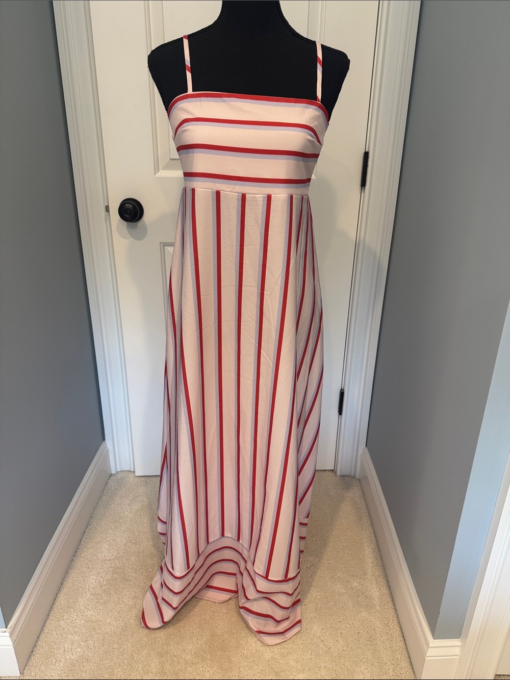 Anthropologie Red and White Striped Women’s Maxi Dress- large new